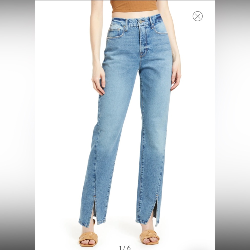 Good American - Good Boy Slit Hem Jeans